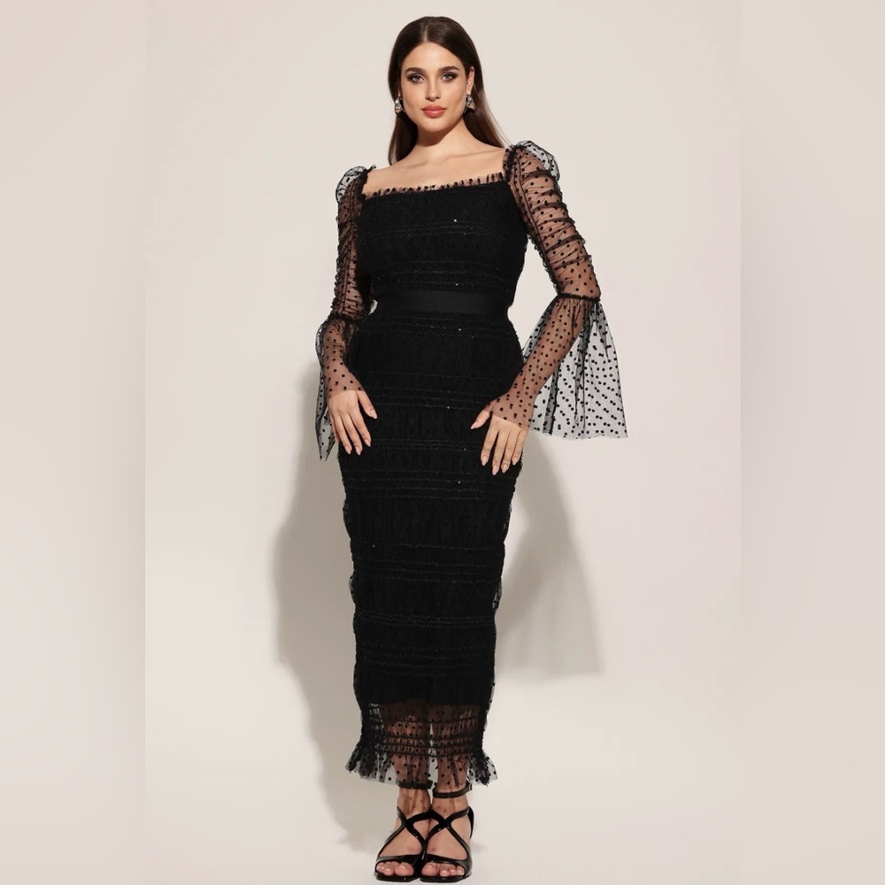 Bella Barnett Crana mesh midi dress- 3XL